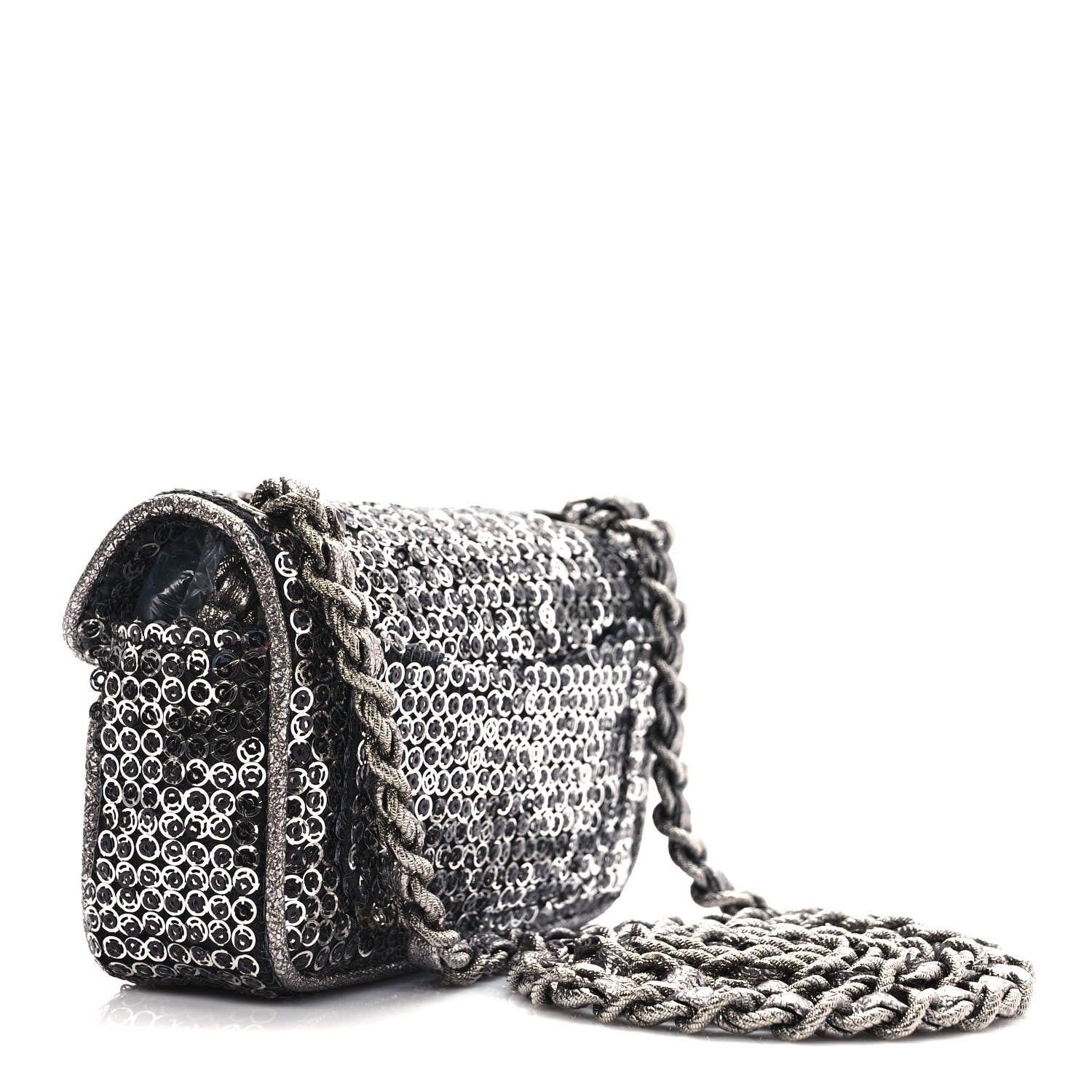 Chanel Sequin Micro Flap Dark Silver 4 of 10