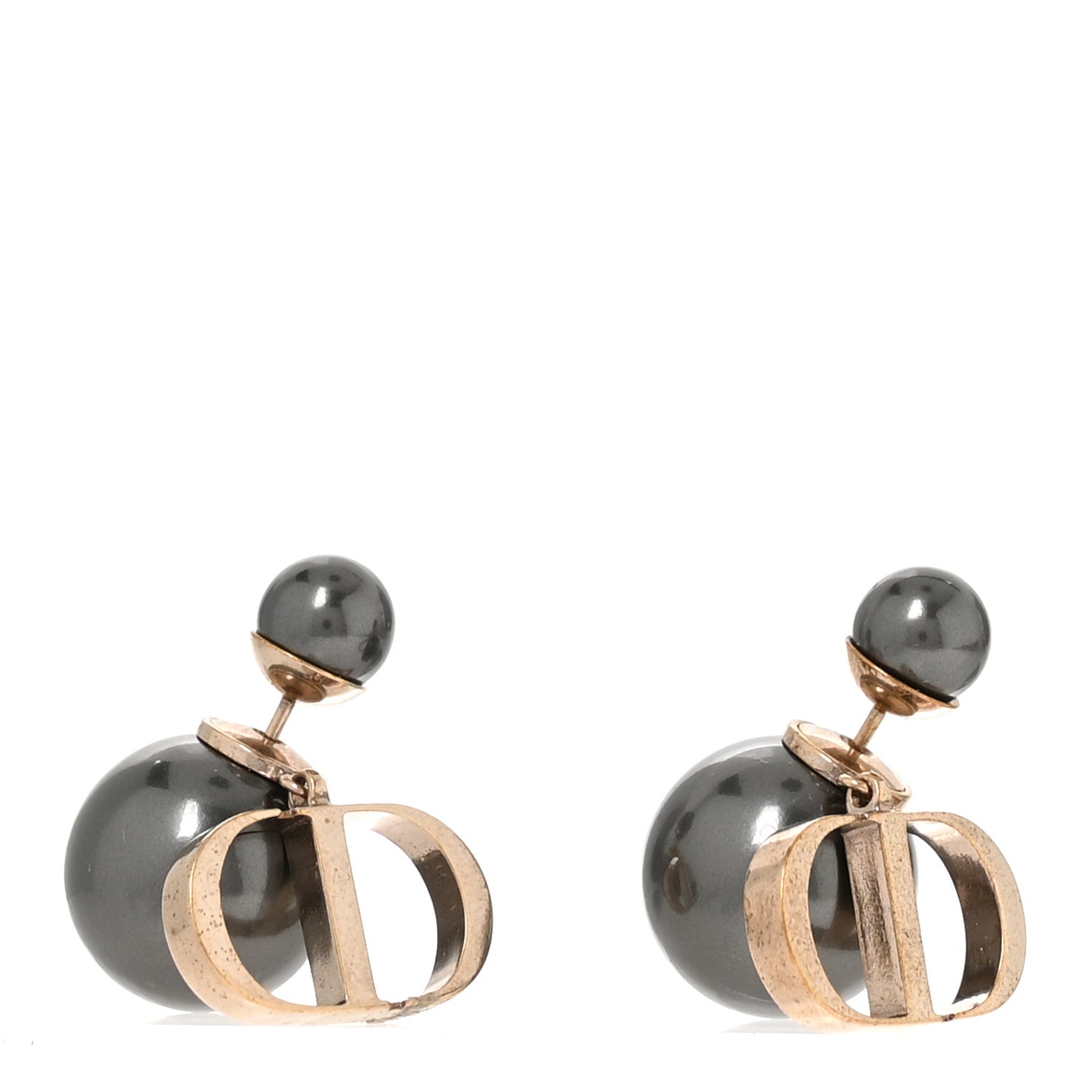 Metal Pearl Tribales Earrings Grey