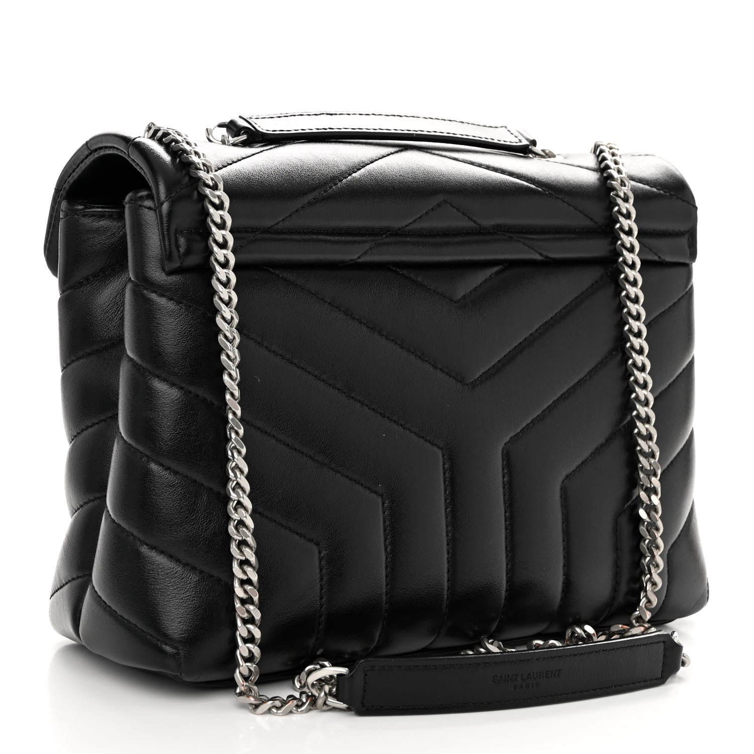 Saint Laurent Calfskin Y Quilted Monogram Small Loulou Chain Satchel Black 3 of 9