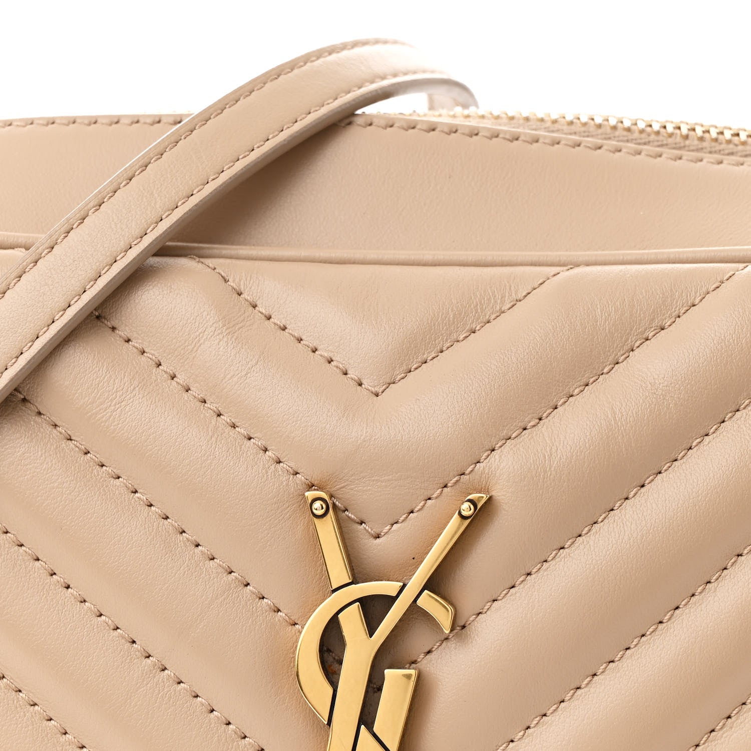 Saint Laurent Calfskin Matelasse Monogram Lou Camera Bag Dark Latte 8 of 11