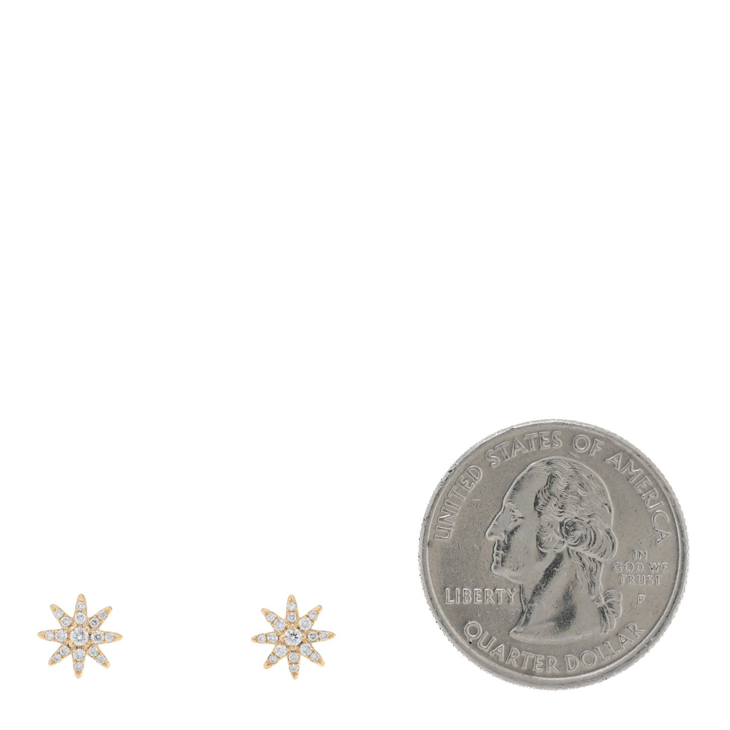 18K Yellow Gold Diamond Petite Starburst Earrings