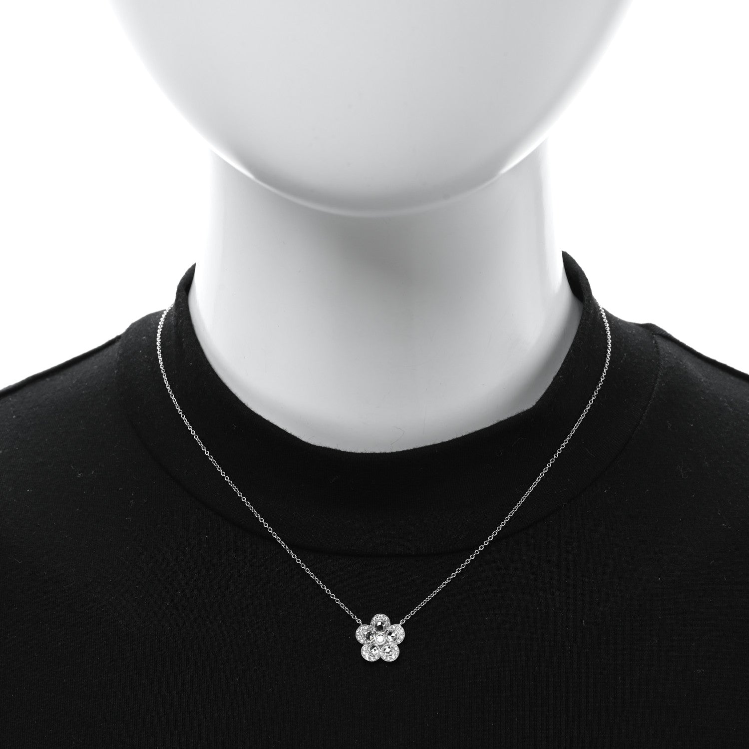 Tiffany Platinum Diamond Enchant Garden Rose Cut Flower Pendant Necklace 2 of 4