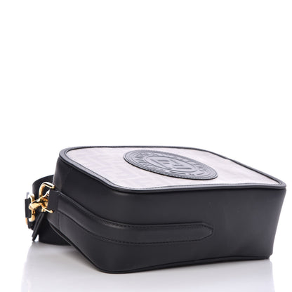 Fendi Glazed Fabric Vitello Century F is Fendi FF 1974 Stamp Patch Camera Case Mogano Panna Black 4 of 7