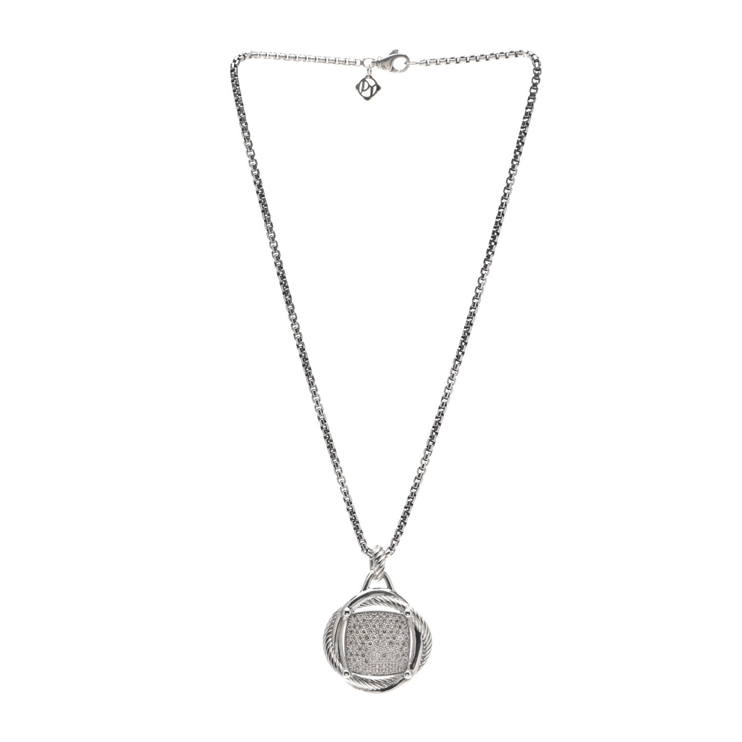 Sterling Silver Diamond 32mm Infinity Pendant Necklace