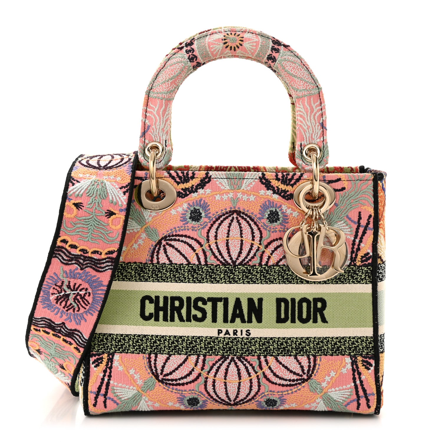 Christian Dior Canvas Embroidered In Lights Medium Lady D-Lite Multicolor 1 of 12