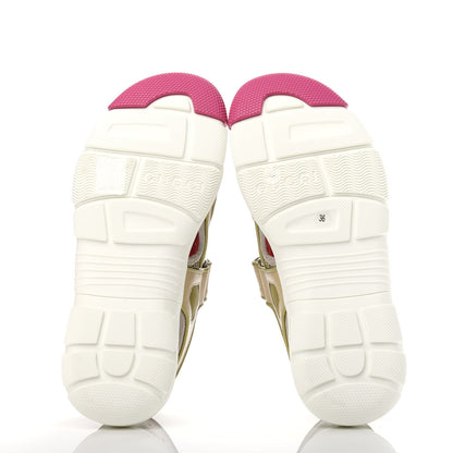 Gucci Mesh Fabric Tinsel Sport Sandals 36 Loess Sand Box Pink 7 of 10