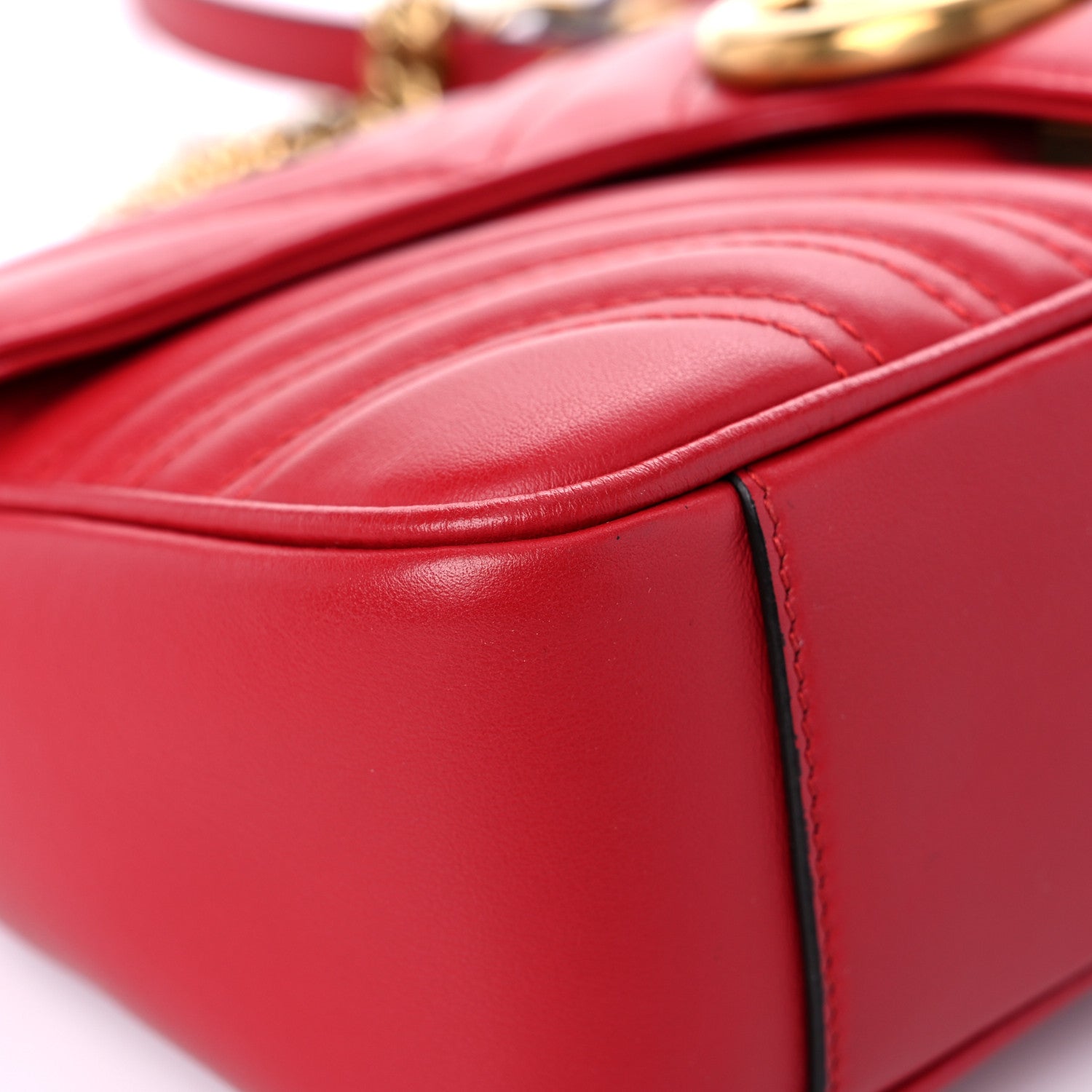 Gucci Calfskin Matelasse Small GG Marmont Shoulder Bag Hibiscus Red 9 of 17