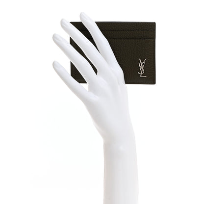 Saint Laurent Calfskin Tiny Cassandre Credit Card Case Grey 2 of 7