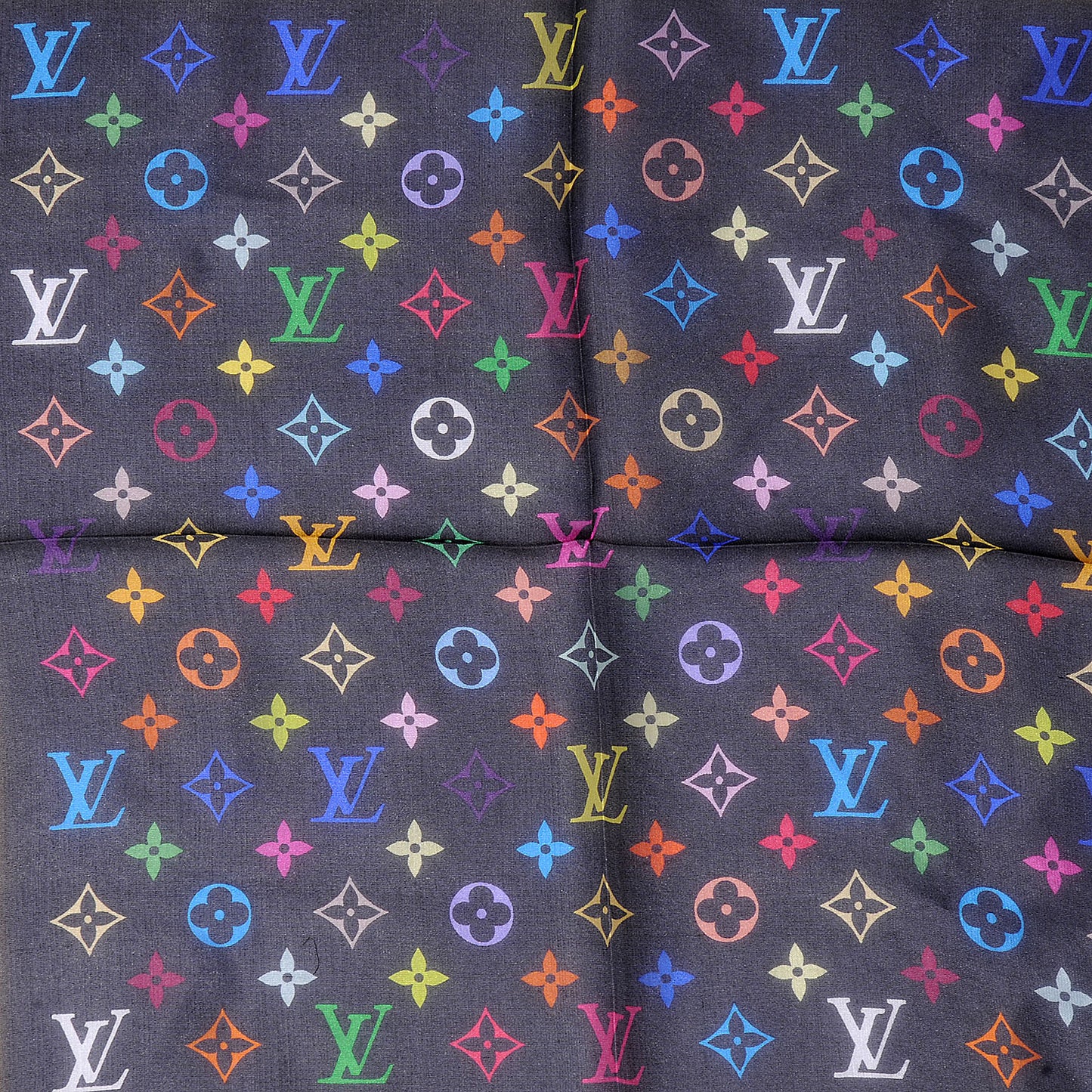 Silk Monogram Multicolor Square Scarf Black
