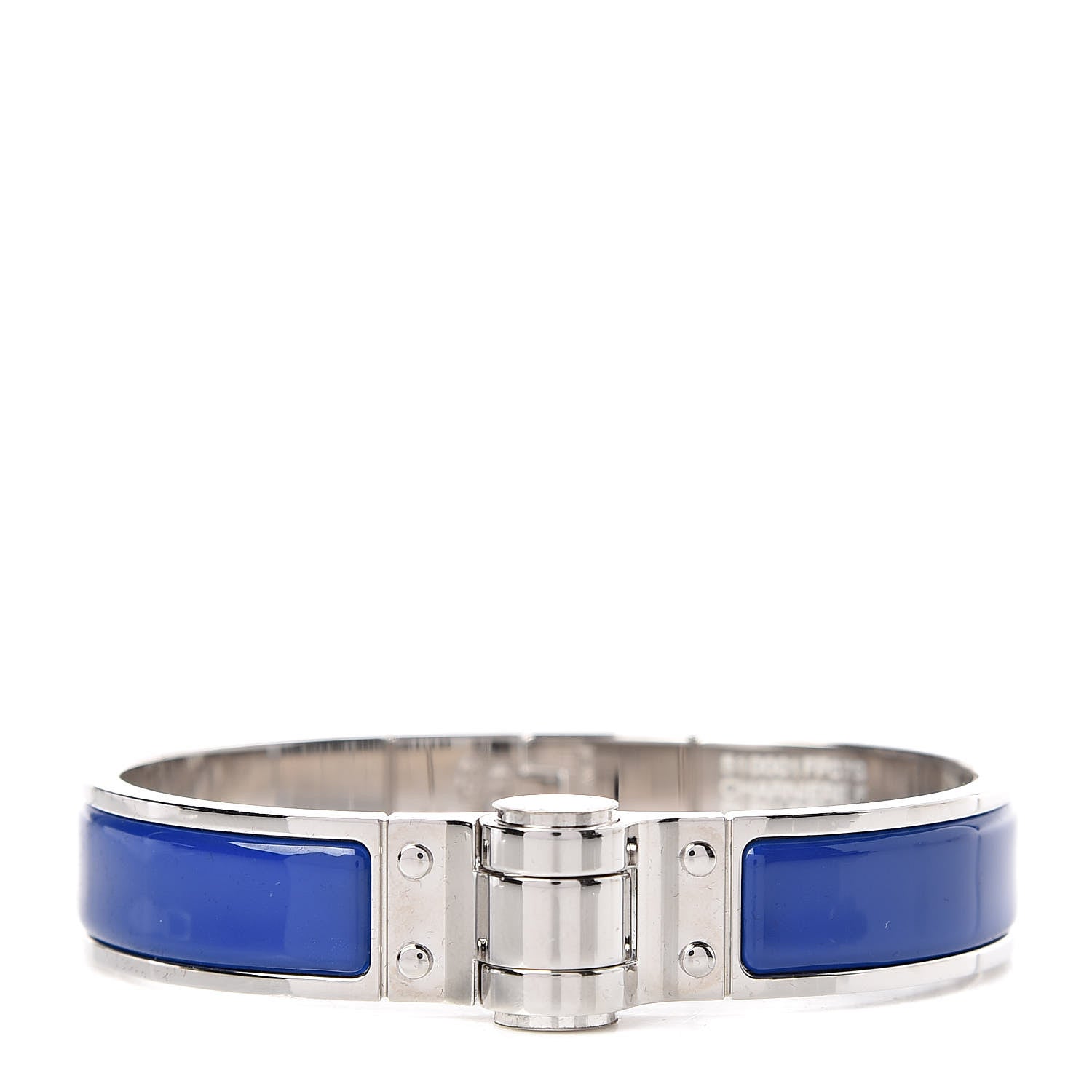 Hermes Enamel Charniere Uni Narrow Hinged Bracelet S Bleu Royal 1 of 4