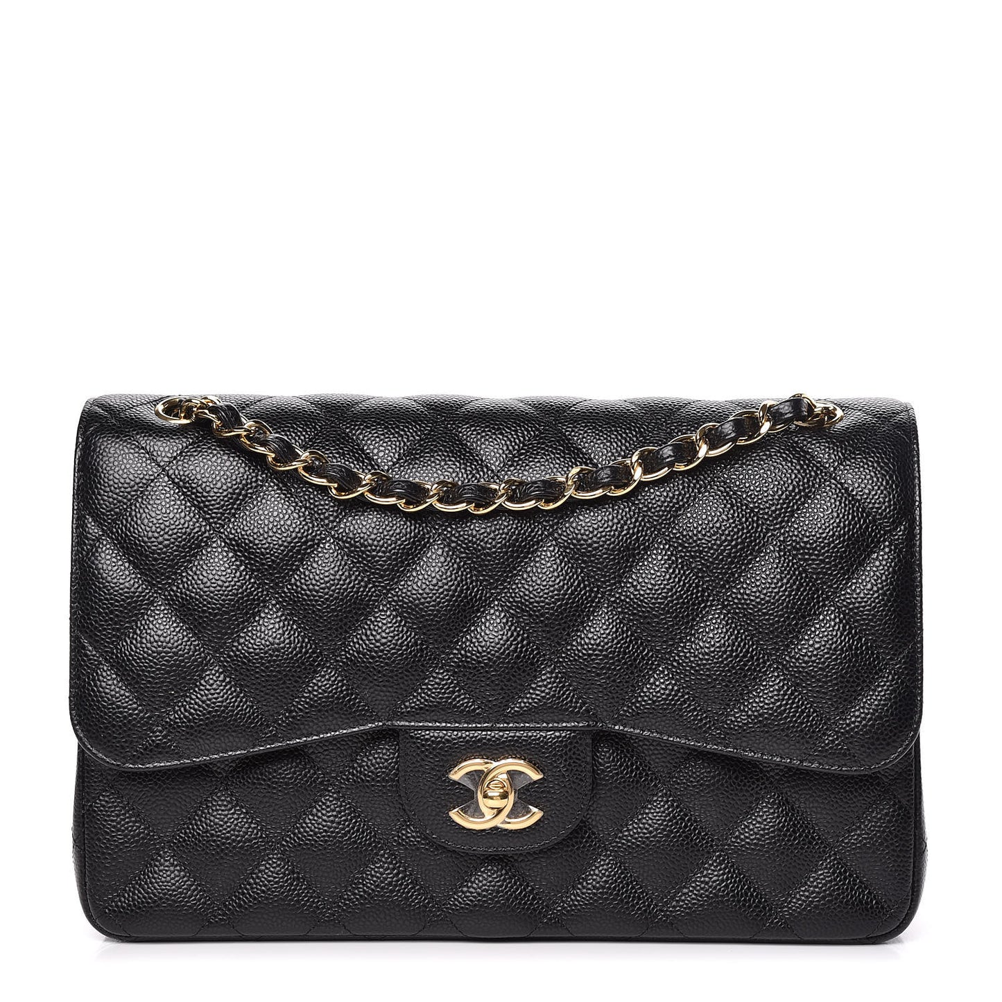 Caviar Quilted Jumbo Double Flap Black