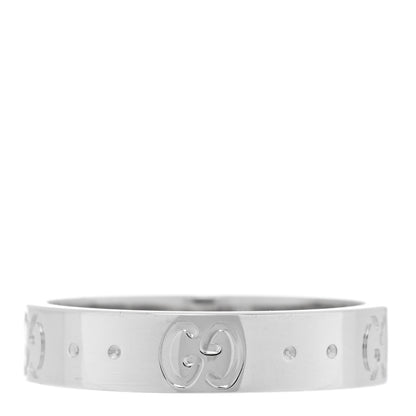 Gucci 18K White Gold 4mm Icon Thin Band Ring 50 5.25 1 of 4