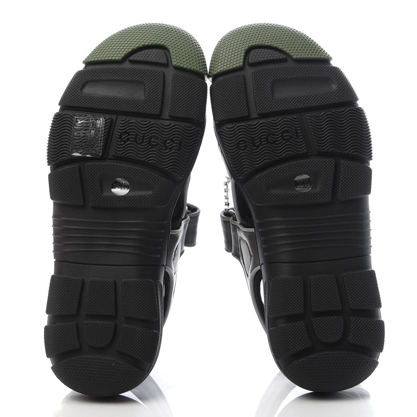 Mesh Fabric Tinsel Sport Sandals 36.5 Black Silver Green
