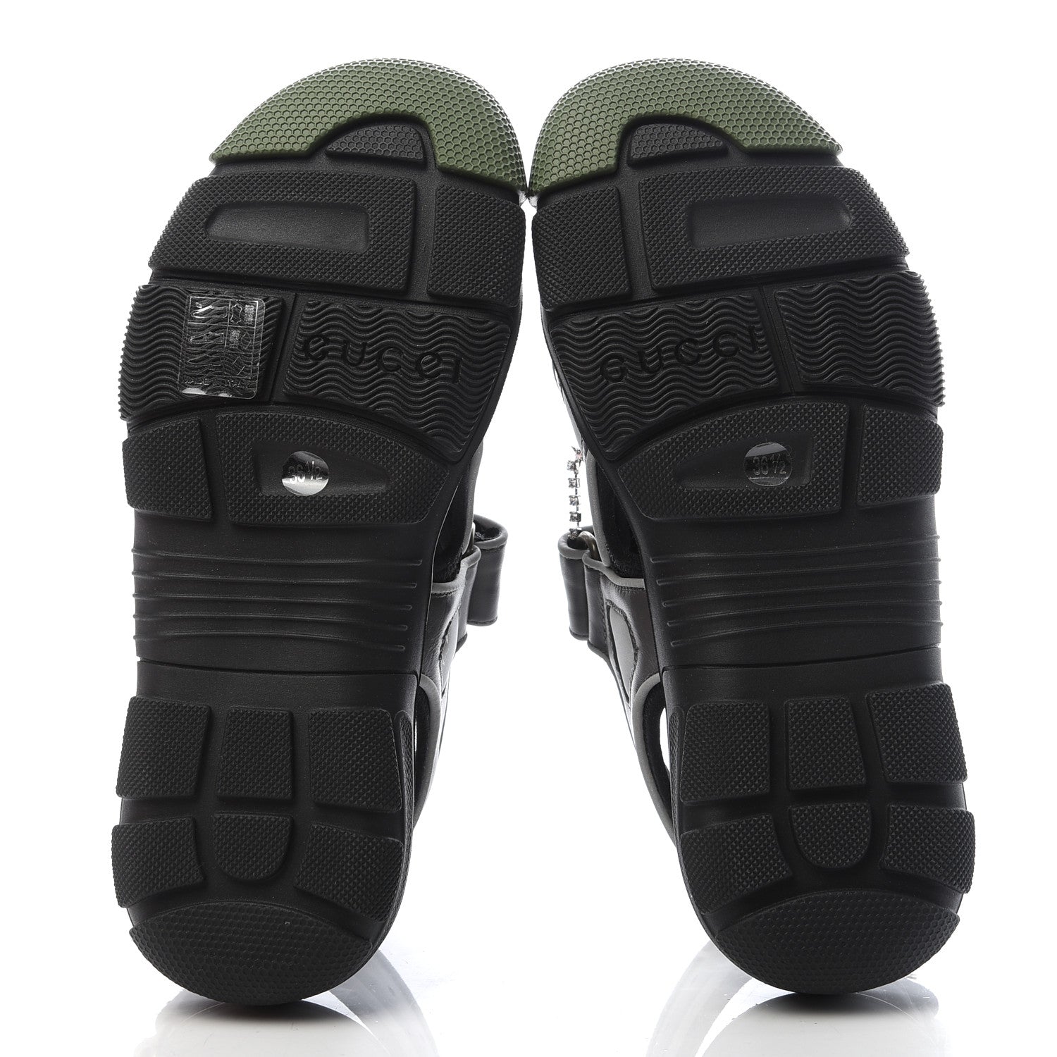 Gucci Mesh Fabric Tinsel Sport Sandals 36.5 Black Silver Green 5 of 8