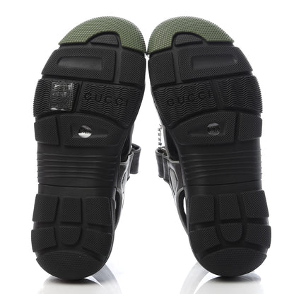 Gucci Mesh Fabric Tinsel Sport Sandals 36.5 Black Silver Green 5 of 8