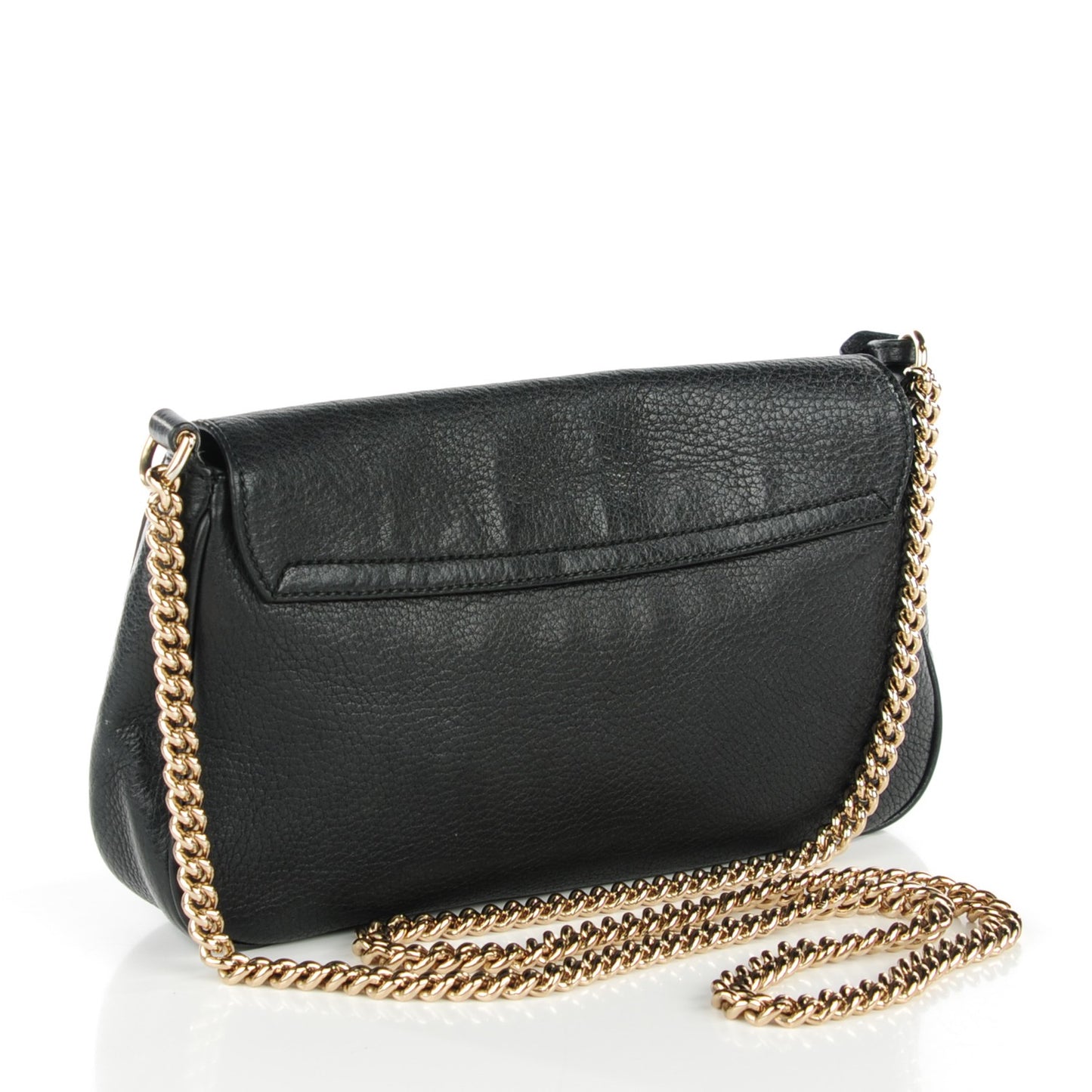 Pebbled Calfskin Medium Soho Flap Crossbody Black