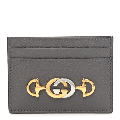 Gucci Grainy Calfskin Zumi Card Holder Dusty Grey 1 of 7