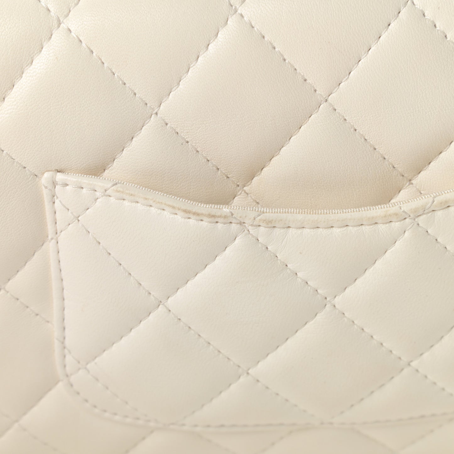 Lambskin Quilted Small My Precious Flap White