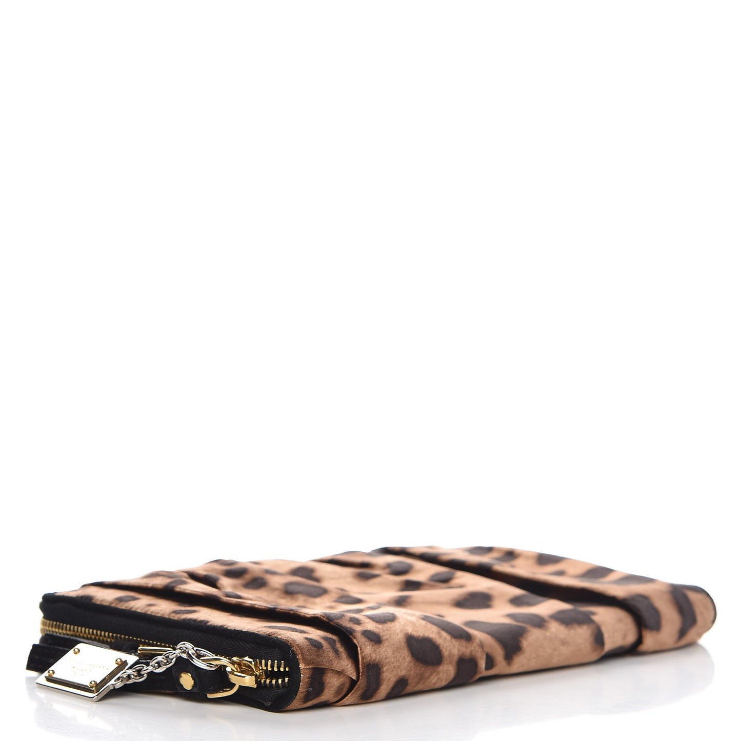 Satin Leopard Print Clutch Black
