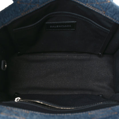 Balenciaga Washed Frayed Denim Logo Small Hardware Tote Blue 5 of 11