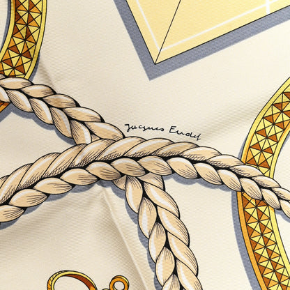 Hermes Silk Grand Apparat Forever Scarf 90 Creme Gold Multicolore 6 of 7