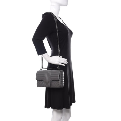 Prada Soft Calfskin Impunture Diagramme Medium Chain Flap Shoulder Bag Mercurio 2 of 9