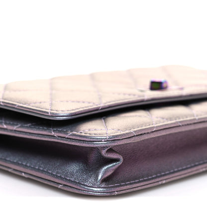 Chanel Iridescent Lambskin Quilted Reissue Wallet On Chain WOC Light Purple 10 of 11
