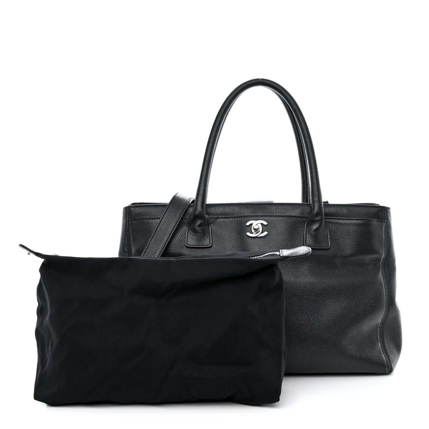 Calfskin Cerf Executive Shopper Tote Black