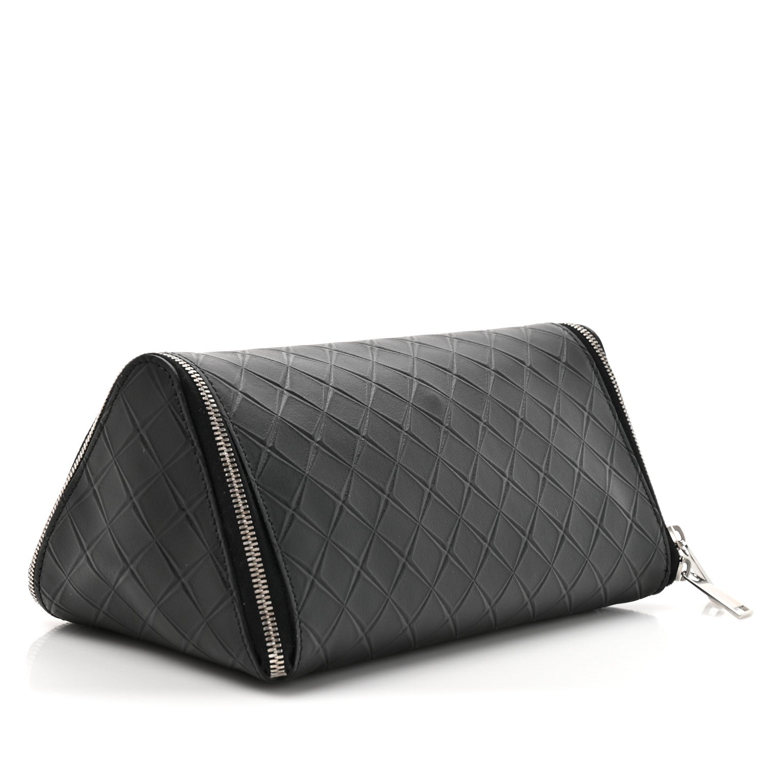 Bottega Veneta Calfskin Intarsio Toiletry Case Black 6 of 14