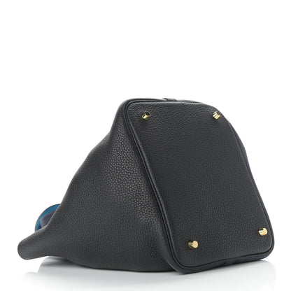 Hermes Taurillon Clemence Casaque Picotin Lock 22 MM Bleu Nuit Black Blue Frida 4 of 9