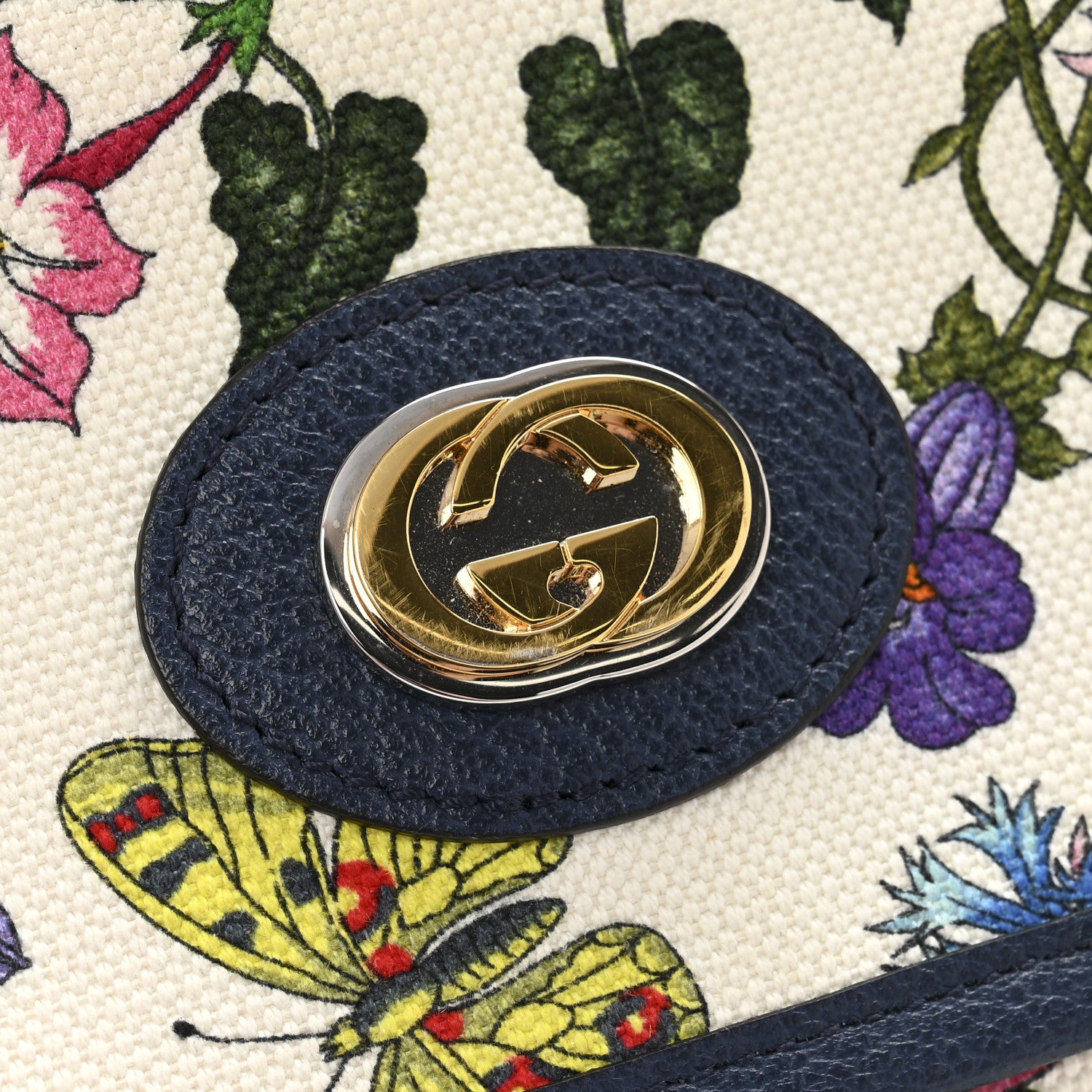 Gucci Canvas Flora Floral Shoulder Bag White Blue Agata Mulitcolor 10 of 12