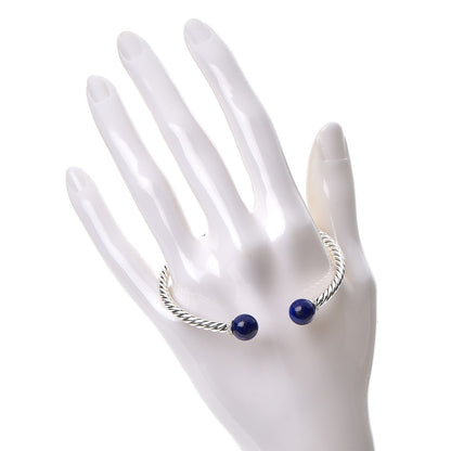David Yurman Sterling Silver Diamond Lapis Lazuli 9mm Solari Bracelet 2 of 7