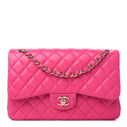 Chanel Lambskin Quilted Jumbo Double Flap Dark Pink 1 of 13