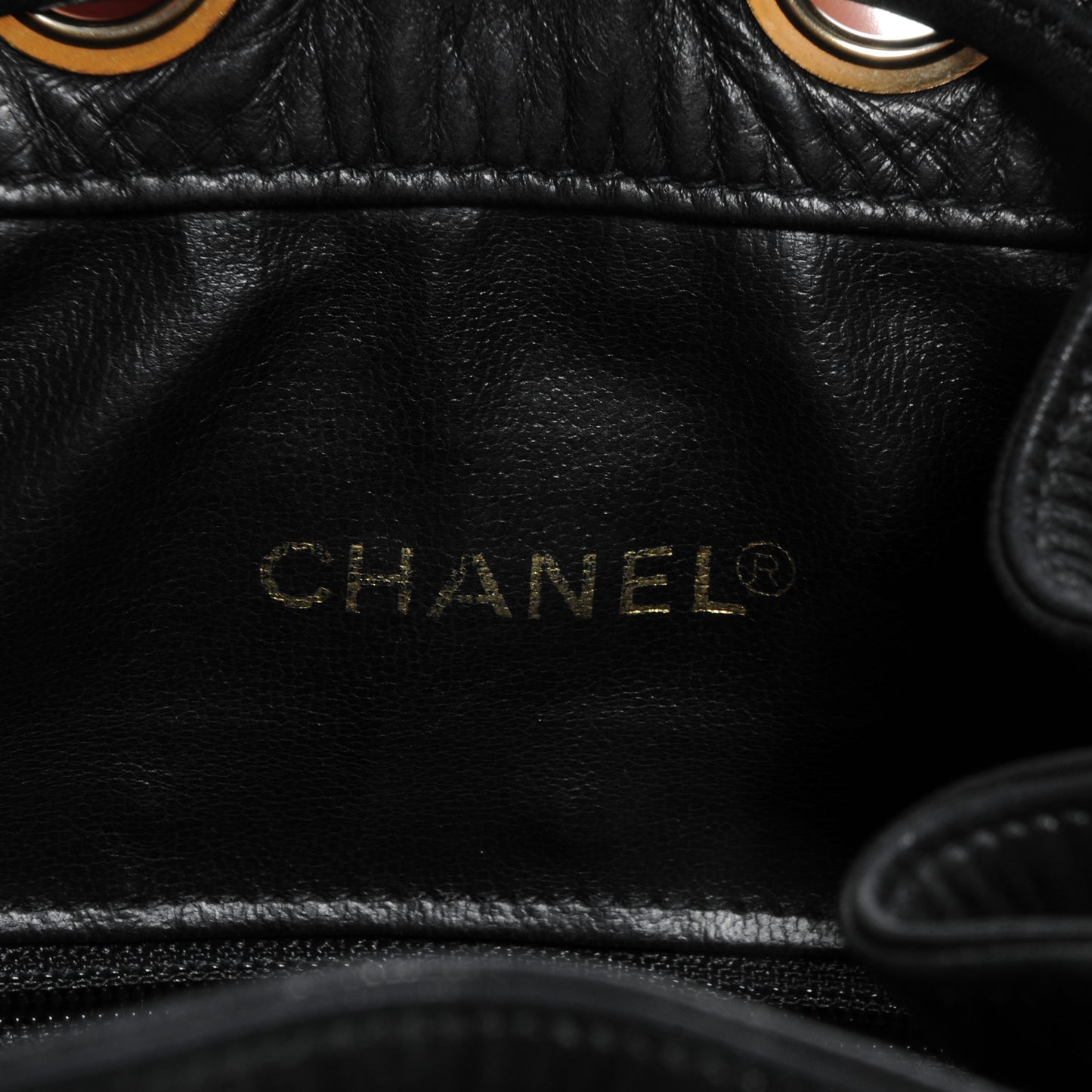 Caviar Drawstring Bucket Shoulder Bag Black
