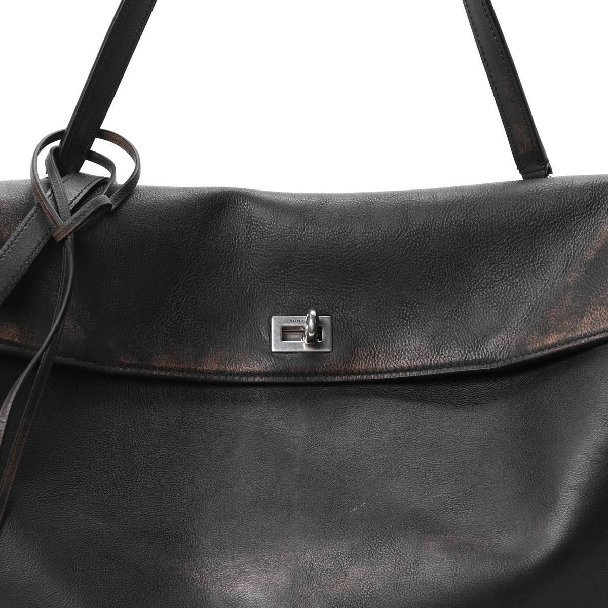 Used Calfskin Large Rodeo Top Handle Handbag Brown
