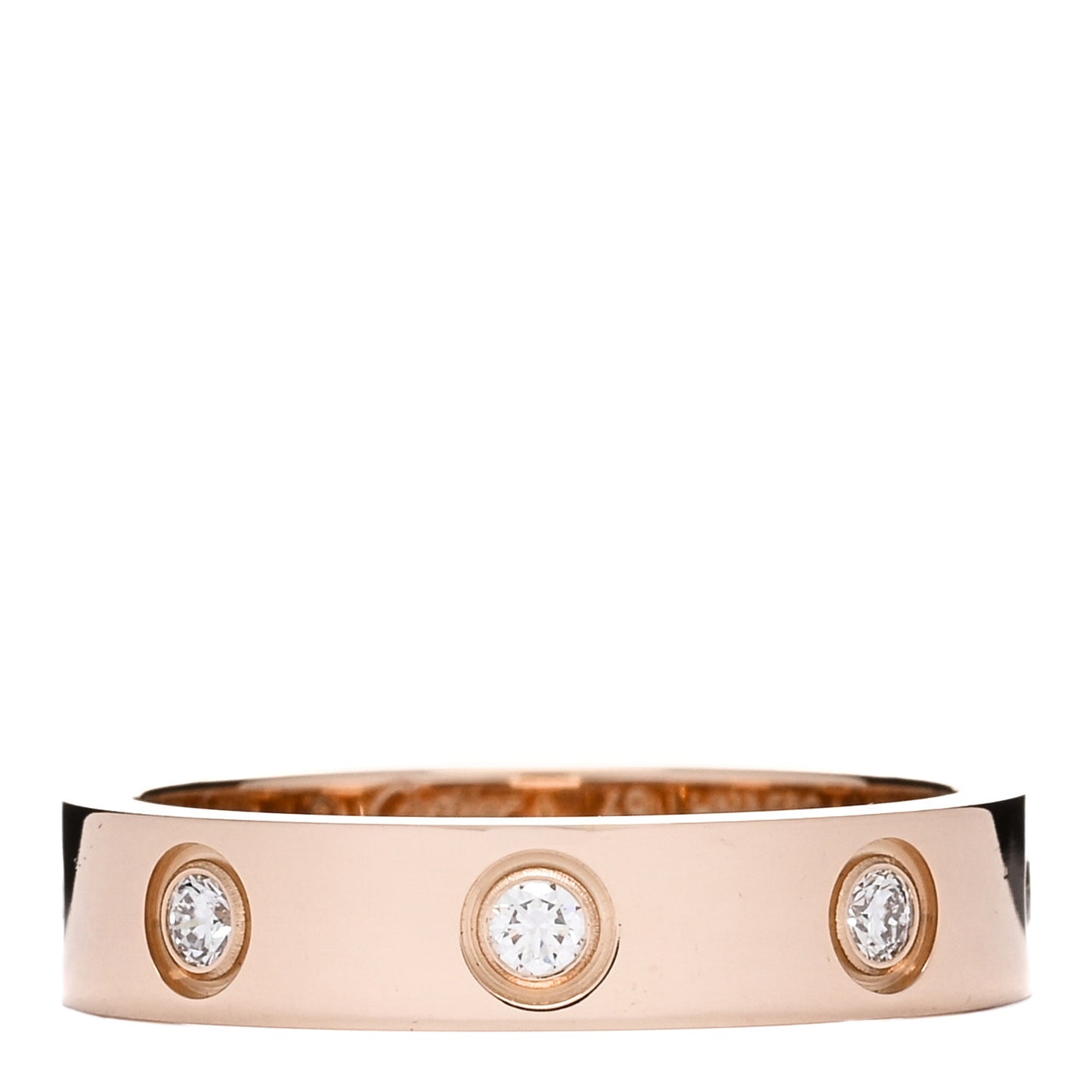 18K Pink Gold 8 Diamond 4mm LOVE Wedding Band Ring 49 5