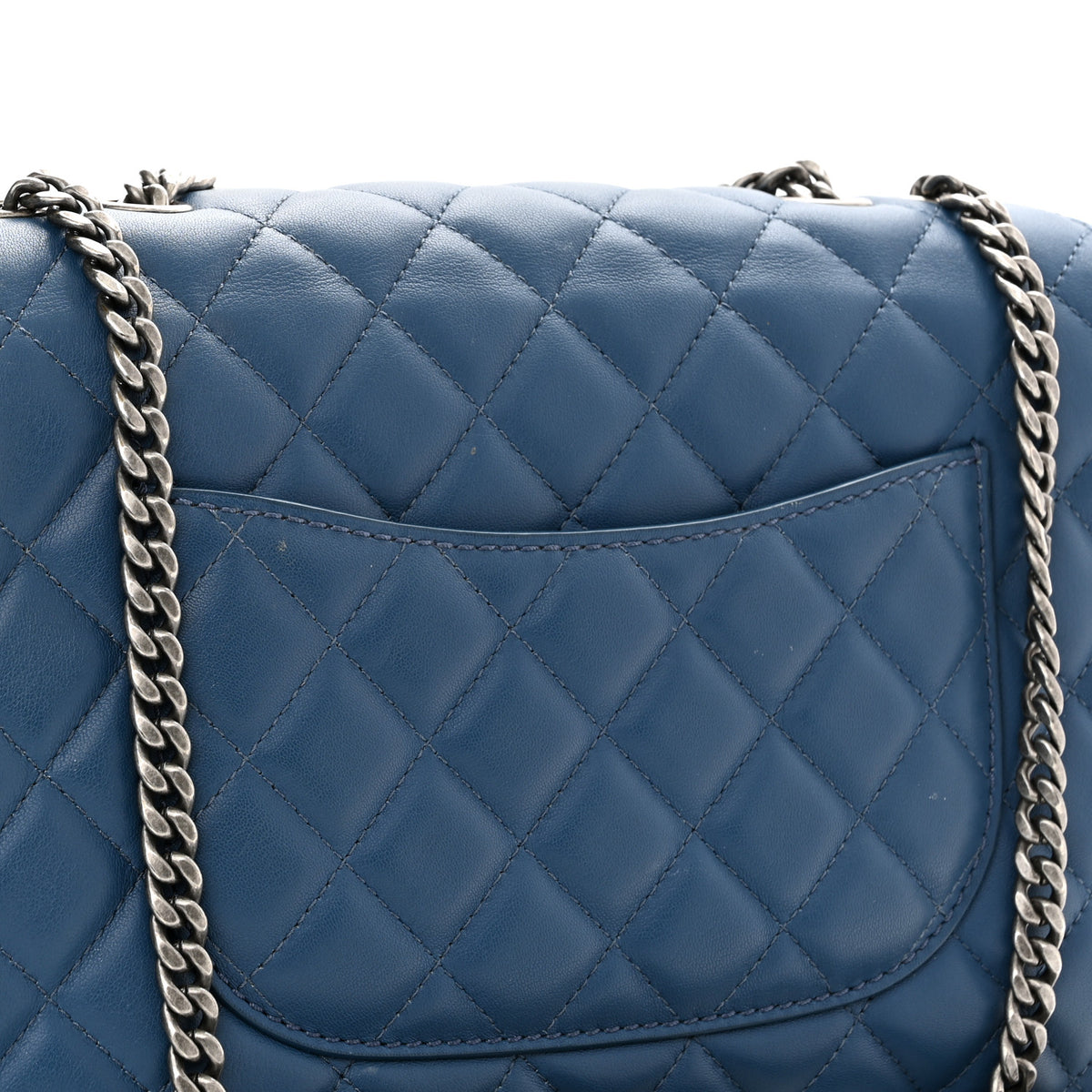 Chanel Lambskin Quilted Large Natural CC Flap Navy 9 of 11