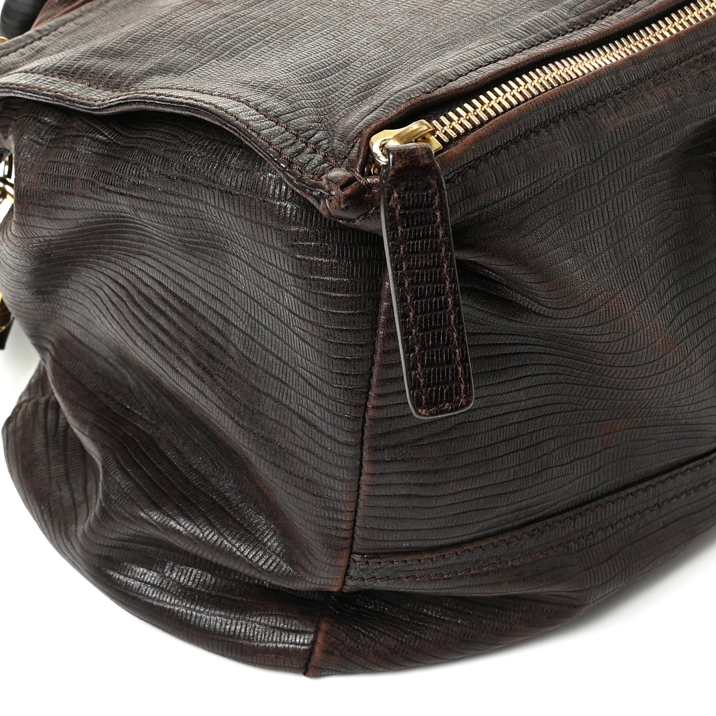 Calfskin Lizard Embossed Large Pandora Brown