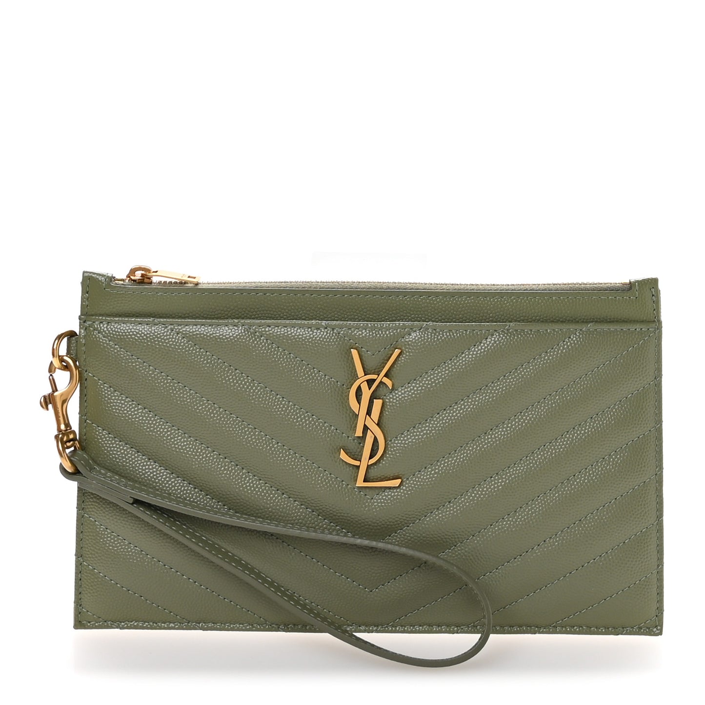 Grain De Poudre Chevron Monogram Large Bill Pouch Light Sage