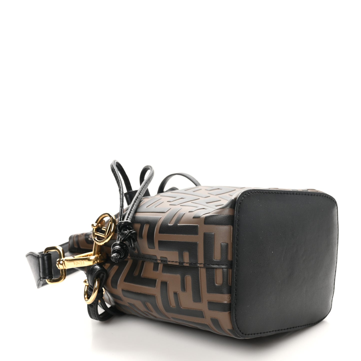 Vitello Liberty F is Fendi Bi-Color FF 1974 Embossed Mini Mon Tresor Bucket Bag Maya Black