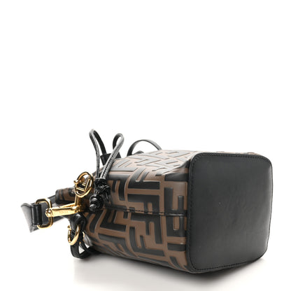 Fendi Vitello Liberty F is Fendi Bi-Color FF 1974 Embossed Mini Mon Tresor Bucket Bag Maya Black 4 of 10