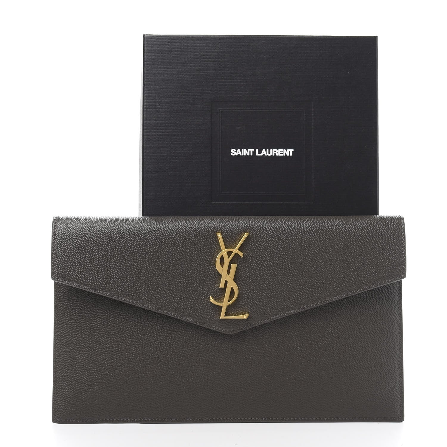 Saint Laurent Grain De Poudre Uptown Pouch Pebble 10 of 10
