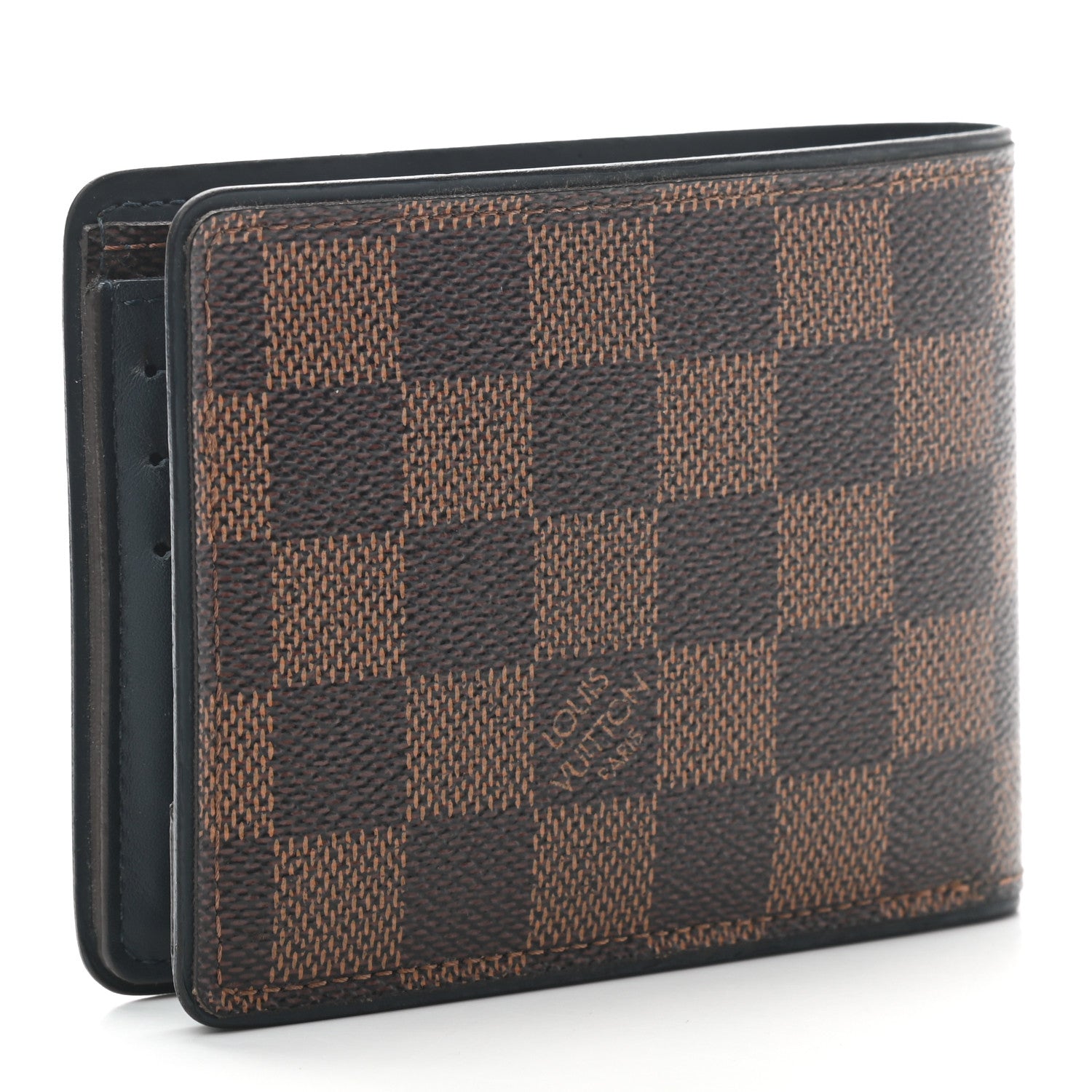 Louis Vuitton Damier Ebene Calfskin Multiple Wallet Blue 3 of 6