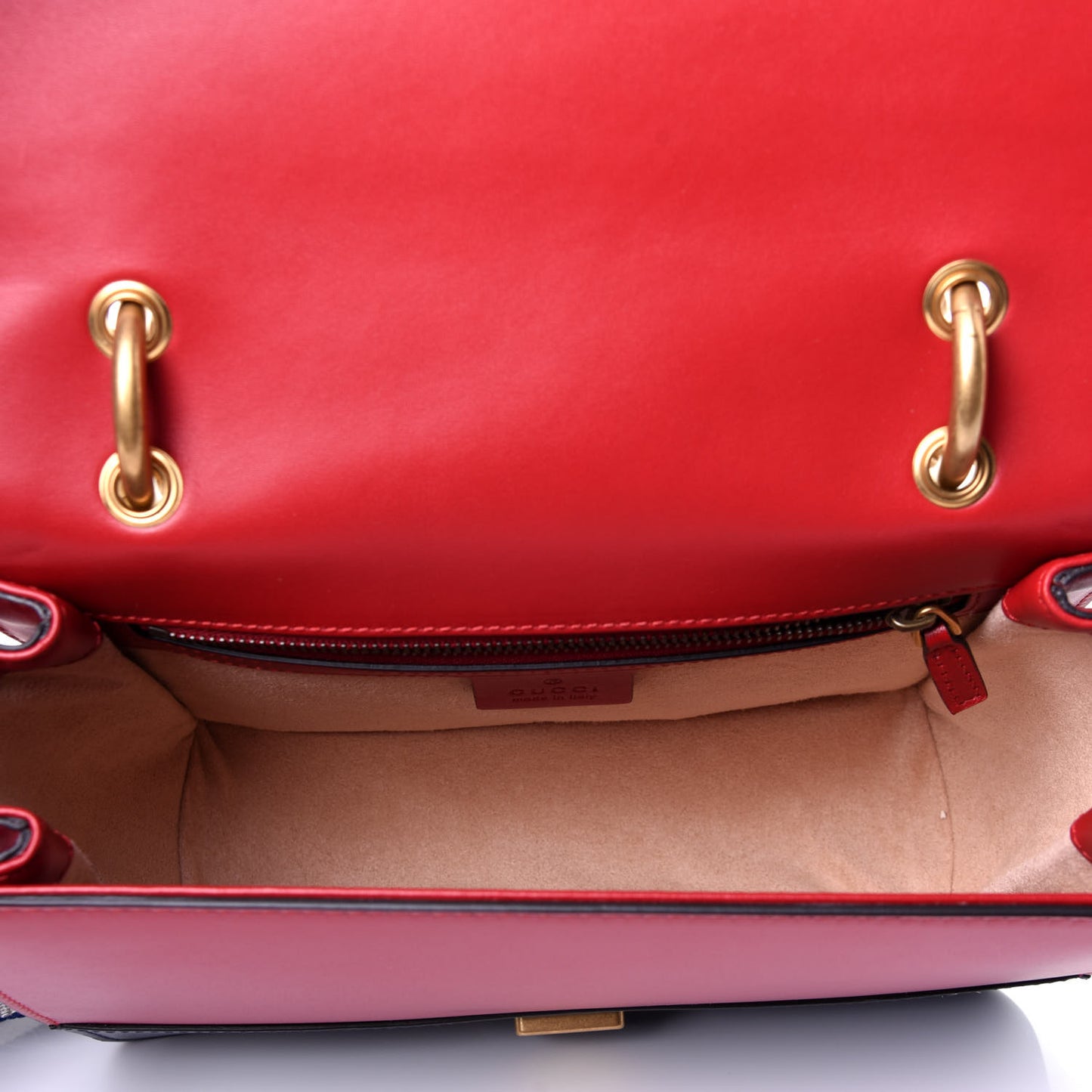 Calfskin Sylvie Web Queen Margaret Shoulder Bag Blue Agata Hibiscus Red Mystic White