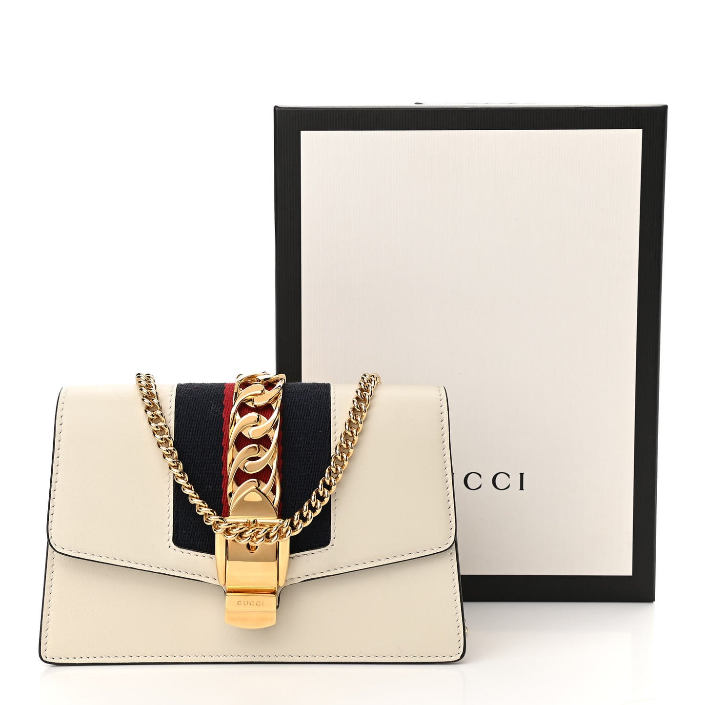 Calfskin Super Mini Sylvie Chain Shoulder Bag White