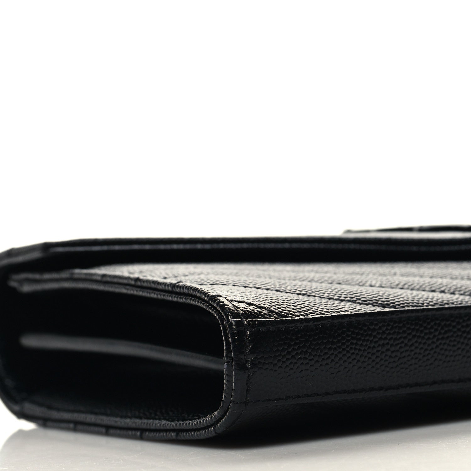 Saint Laurent Grain De Poudre Matelasse Chevron Monogram Monochrome Chain Wallet Black 9 of 11