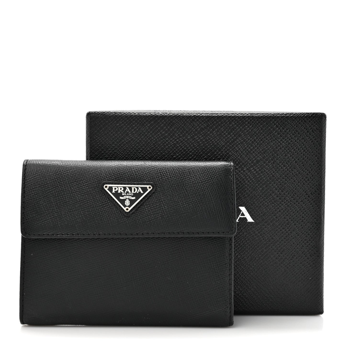 Saffiano Metal Flap Wallet Black