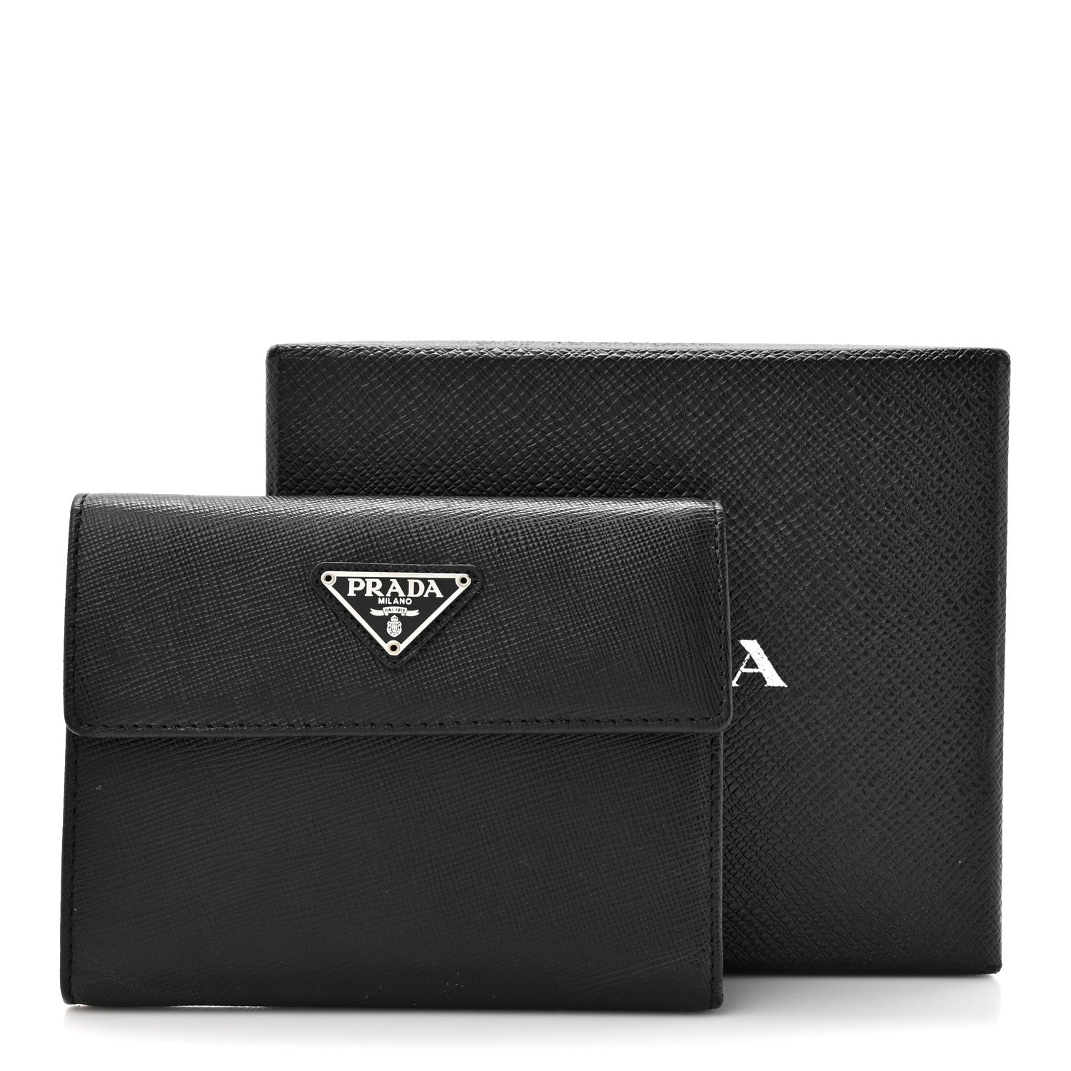 Prada Saffiano Metal Flap Wallet Black 11 of 11
