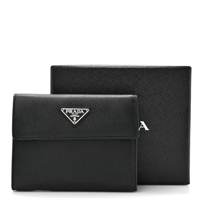 Prada Saffiano Metal Flap Wallet Black 11 of 11