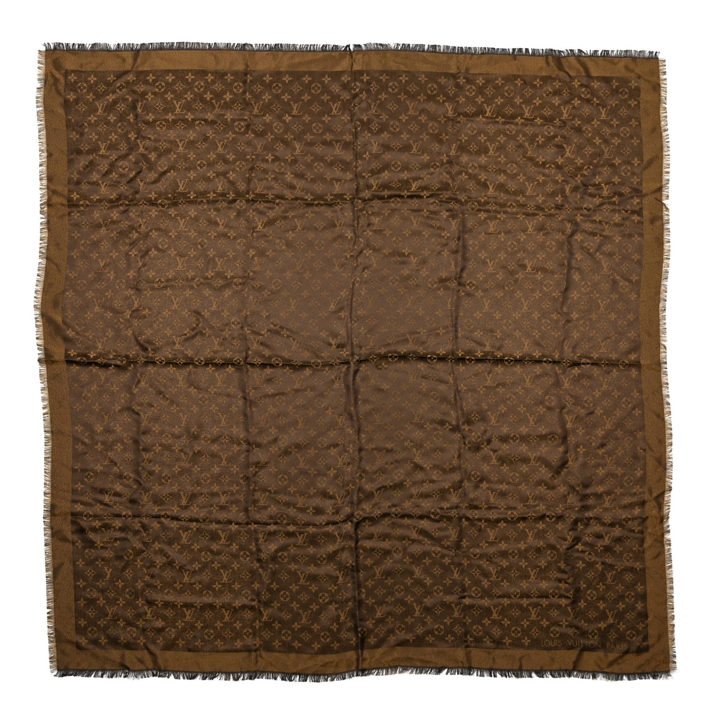 Silk Lurex Wool Monogram Shine Shawl Brown